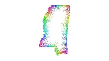 Rainbow sketch outline map of Mississippi vector