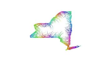 Rainbow sketch outline map of New York vector