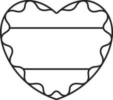 gingerbread in the shape of a heart with a striped pattern, tricolor template, Oktoberfest, simple black and white icon on an isolated background vector