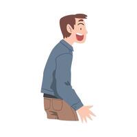 Astonished Young Man with Open Mouth, Emotional Reaction Concept, Surprised and Amazed Person Character Cartoon Style Illustration vector
