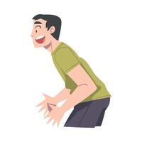 Surprised Young Man with Open Mouth, Emotional Reaction Concept, Side View of Shocked and Amazed Person Character Cartoon Style Illustration vector