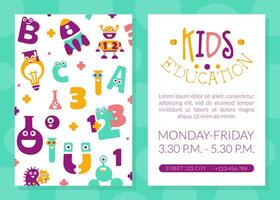 Kids Education Card Template with Space for Text, Invitation, Banner, Poster, Flyer Design, Science for Children Educational Club Illustration vector