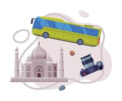 Travel and Tourism Attribute with Taj Mahal as City Landmark and Camera Composition vector