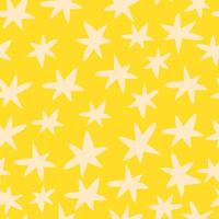 Cute hand drawn yellow star doodle. Seamless pattern vector
