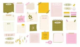 Paper sticker tapes. Cute Notebook paper. Sticky Memo note. Paper memo notes vector