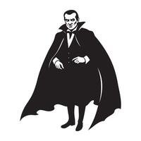 Dracula in costume standing pose silhouette illustration vector
