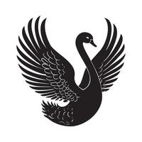 Swan open wings silhouette illustration vector