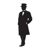Victorian man standing pose silhouette illustration vector