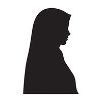 Hijabi girl head profile avatar silhouette illustration vector
