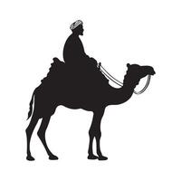 Arabian man on a desert camel silhouette illustration vector