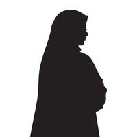 A girl in a hijab closeup silhouette illustration vector