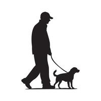 Man walking with a dog silhouette illustration vector