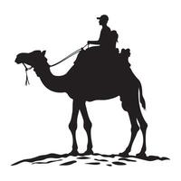 A desert traveler riding on a camel silhouette illustration vector