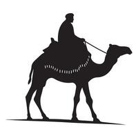 Arab man riding on a camel silhouette illustration vector