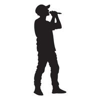 Boy beatbox with a microphone silhouette illustration vector