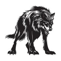 Angry Werewolf silhouette illustration vector