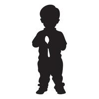 A kid with a spoon in hand silhouette illustration vector