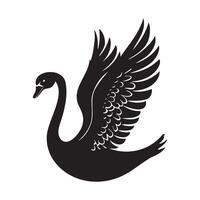 Swan with open wings silhouette illustration vector