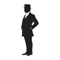 Victorian gentleman standing pose silhouette illustration vector