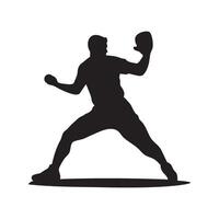Baseball player throwing the ball silhouette illustration vector