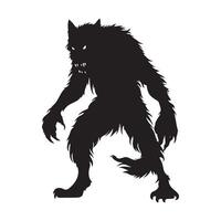 Angry werewolf standing pose silhouette illustration vector