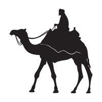 A arabian man riding on a camel silhouette illustration vector