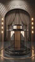 Luxurious Art Deco inspired interior with glossy marble surfaces and refined lighting ideal for upscale decor and architectural visuals. photo