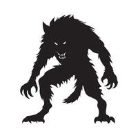 Werewolf standing pose silhouette illustration vector