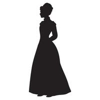 Victorian woman standing pose silhouette illustration vector
