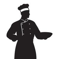 Chef with a bowl in hand silhouette illustration vector