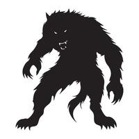 Scary Werewolf standing pose silhouette illustration vector