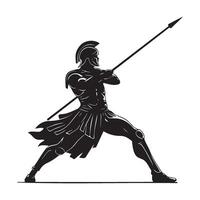 Spartan warrior with spike silhouette illustration vector