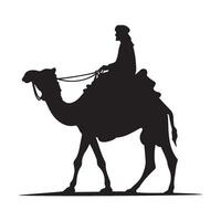 Man on a desert camel silhouette illustration vector