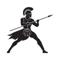 Ancient greek trojan hoplite warrior silhouette illustration vector