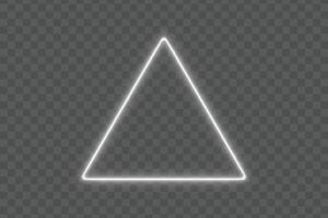 Bright white neon glowing triangle frame border on isolated background with light triangular effect and empty space for modern abstract design banner poster or digital template vector