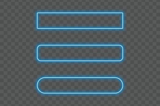 Bright blue neon glow rectangle frame border with light effect on isolated background for modern design, template, poster, banner, empty space or advertising layout vector