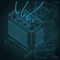 Transformer station close up illustration vector