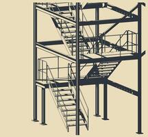 Industrial staircase isometric illustration vector