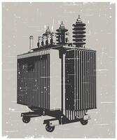 Power three-phase transformer retro poster vector