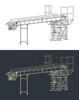 Loading conveyor with hydraulically adjustable angle isometric drawings vector