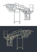 Loading conveyor with hydraulically adjustable angle vector