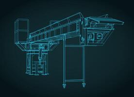 Loading conveyor with hydraulically adjustable angle sketch vector
