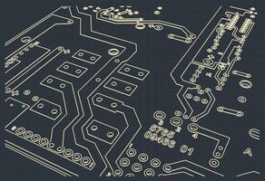 Circuit board blueprint close up vector