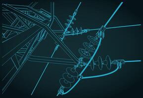High voltage line close-up illustration vector