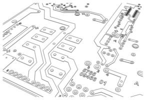 Circuit board blueprint close-up vector