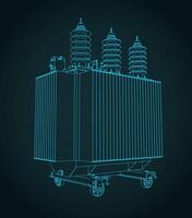 Power three-phase transformer illustration vector