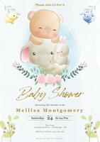Cute baby shower invitation design vector