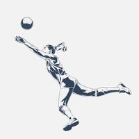 A woman is jumping to catch a volleyball vector