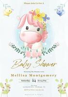 Unicorn baby shower invitation design vector