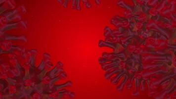 3d Microscopic virus on red background video